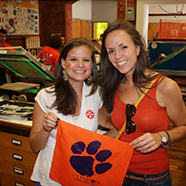 Screen printing Clemson rag